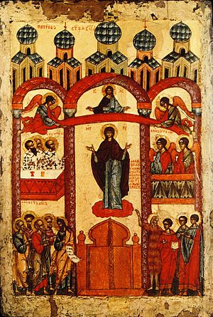 Икона «Покров Пресвятой Богородицы» (Новгород, 1401-1425 гг.)